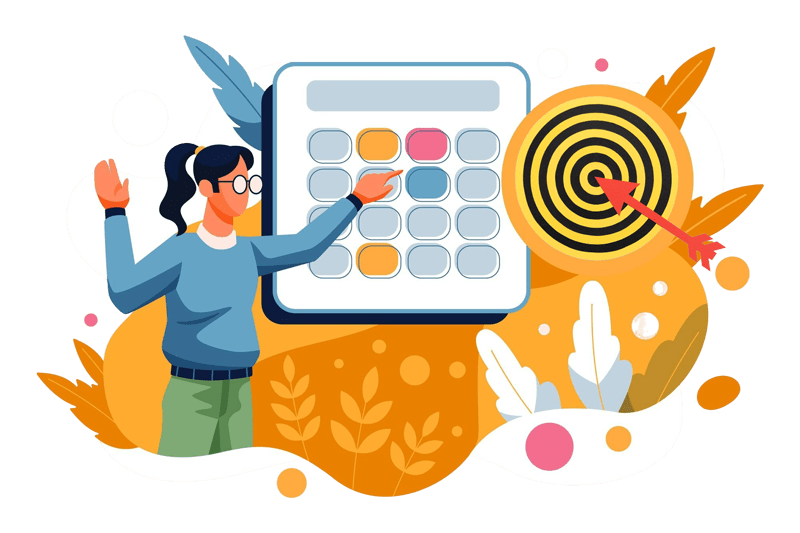 A target with money growth chart